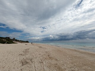 panorama landscape view of Holbox Island in Mexico, a stunning tropical paradise known for its pristine beaches, turquoise waters, and rich biodiversity
