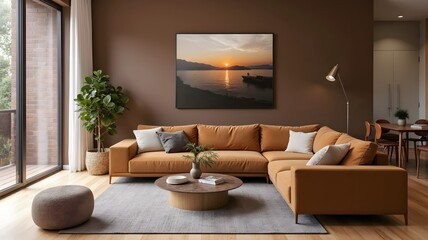Brown warm Mocha sofa Living Room Inspiration