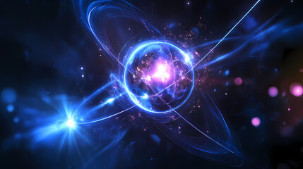 Fototapeta premium Abstract techno quantum entanglement concept. Paradox. Illustration