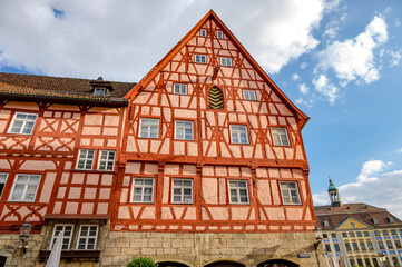 Historisches Altstadthaus in der Herrngasse in der Altstadt, Coburg, Bayern, Deutschland