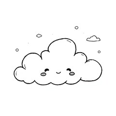 Fototapeta premium sheep with a smile, simple and cute doodle line cloudy