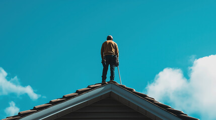 Spring Home Care: Person Cleaning a Roof for Spring Maintenance