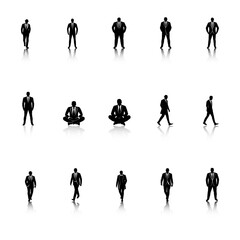 Business man silhouette set