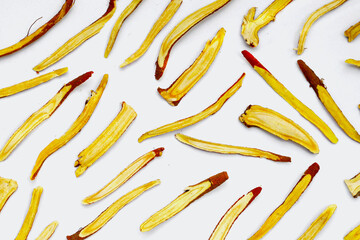Liquorice sliced on white background.