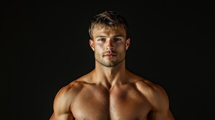 Fototapeta premium Shirtless Man Portrait with Strong Physique