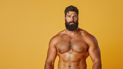 Confident Man Posing Against Yellow Background