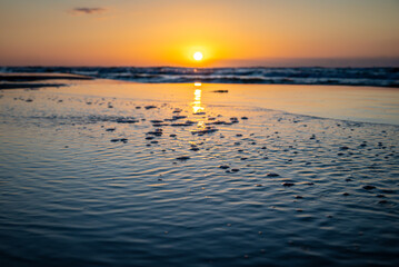Zachód Słońca na plaży we Władysławowie, Morze Bałtyckie