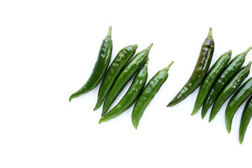 Chili peppers on a white background.