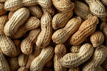 Close up view of whole peanuts without shells
