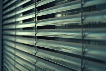 Closed office with steel blinds on windows