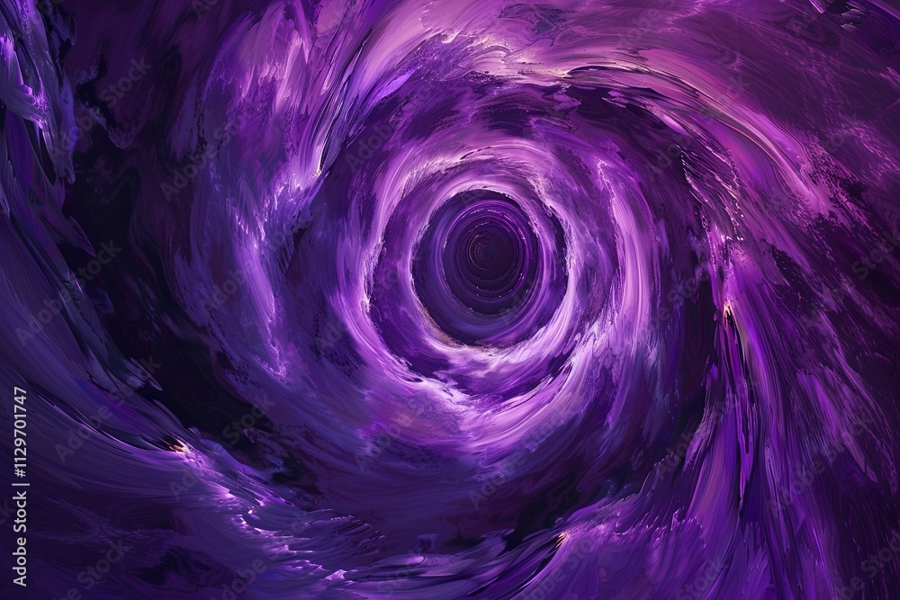 Poster swirling purple vortex creating a mesmerizing cosmic tunnel effect with depth and movement. generati