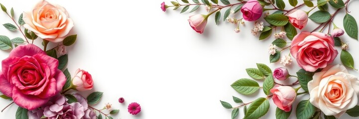 Rose flower with leaves border in a circular pattern, perfect for elegant crafting projects or decorative design, elegant, beauty, flower