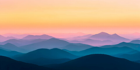 Breathtaking view of the Blue Ridge Mountains from the Blue Ridge Parkway at sunset, featuring vibrant colors and serene landscapes . High quality image