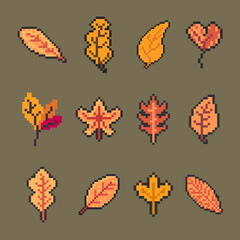 leaf bundle set pixel art