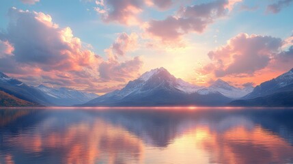 Fototapeta premium A beautiful mountain range with a lake in the foreground