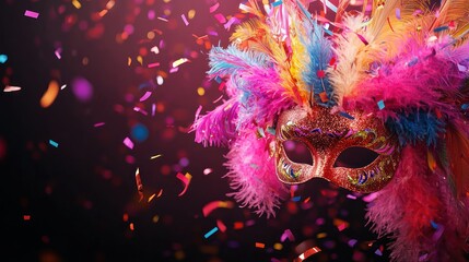 Fototapeta premium Vibrant carnival celebration mask festive event colorful background energetic atmosphere