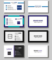 modern simple business card print templates, double-sided business card design 4 set of template