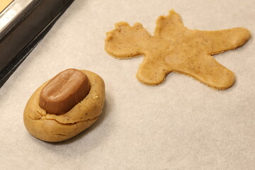 Gingerbread cookies with chocolates. Preparations for Christmas.