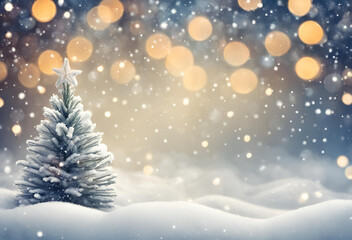 christmas tree with snow and light