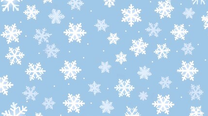 detailed falling snowflakes pattern on a pastel blue background, winter season aesthetic	