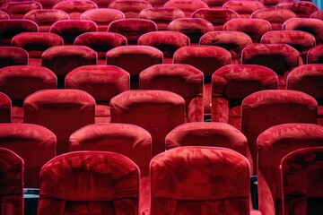 Obraz premium Detailed view of red theater seats
