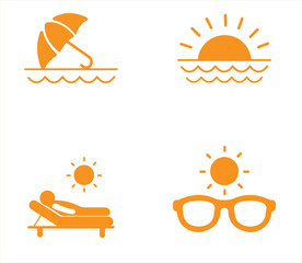 Sunlight and Ultraviolet Rays Vector Icon Set. UV vector illustration icons