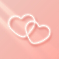 Two luminous heart outlined with a soft glow on a peach gradient background