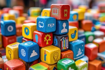 Colorful Wooden Blocks with App Icons