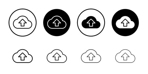 Cloud upload icon Thin line vector illustration set