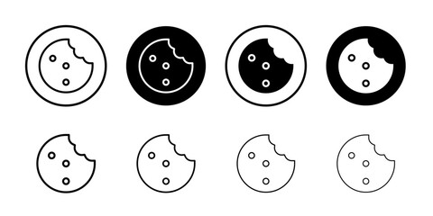 Cookie icon Thin line vector illustration set