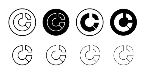 Donut chart icon Thin line vector illustration set