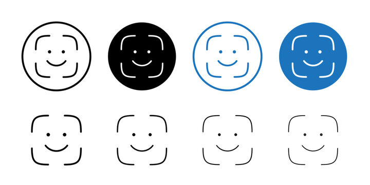 Face id icon Thin line vector illustration set