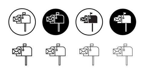 Mail box icon Thin line vector illustration set
