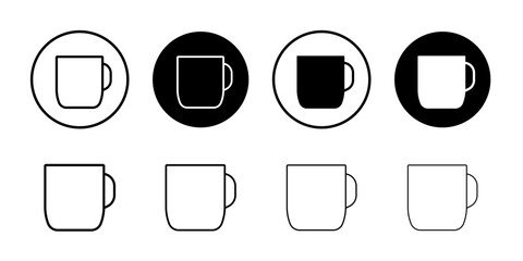 Mug icon Thin line vector illustration set