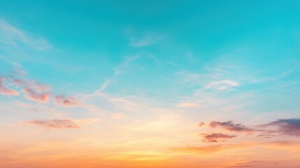 Serene Sky at Sunset with Vibrant Colors and Soft Pink Clouds