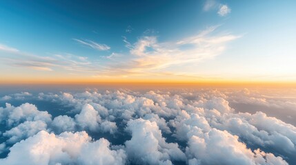 Naklejka premium Stunning Aerial Sky View with Fluffy Clouds and Beautiful Horizon