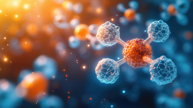 Molecular illustration highlights oxidative stress in aging cells. Young, old cells contrast. Detailed view of molecules. Scientific concept. Medical research theme. Visual aids. Cellular aging.