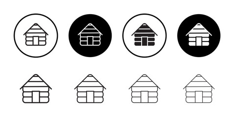 Cabin icon Thin line vector illustration set