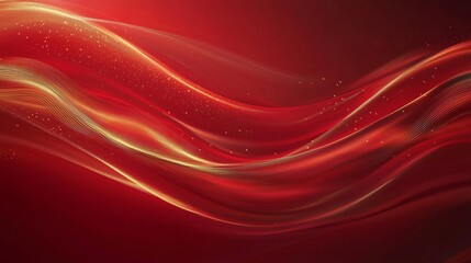 Fototapeta premium Luxurious red background with soft, flowing wave patterns and subtle gold accents