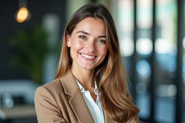 Obraz premium Professional Businesswoman Portrait: Confident, Approachable, and Successful
