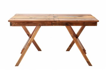 Folding camping table isolated on white seen from the front