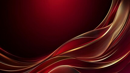 A deep red background with subtle golden highlights and smooth curves, creating a luxurious and refined look