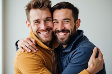 Obraz premium Happy Gay Couple Embracing: Love, Joy, and Unity