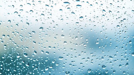 Close-Up View of Raindrops on Glass Window Surface