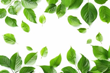 Fototapeta premium Green leaves on white background