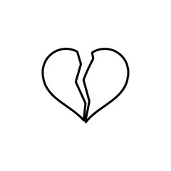 heart break icon Flat symbol set outline