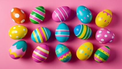 Fototapeta premium Retro colorful 90s style easter eggs design
