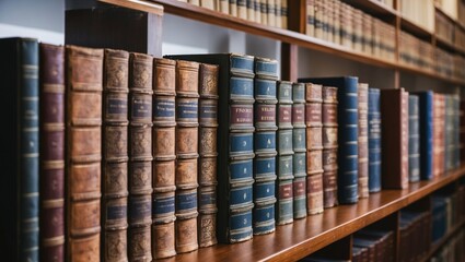 Row of old legal books in law library