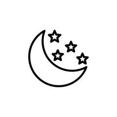 moon and star icon Flat symbol set outline