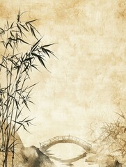 A refined Chinese art background with soft, textured beige paper